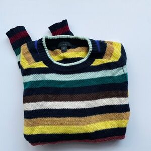 J Crew 100% wool striped crewneck sweater